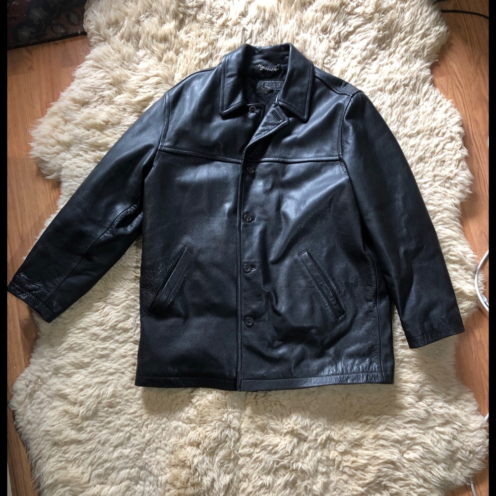 J Crew Men's Heavy Leather Coat